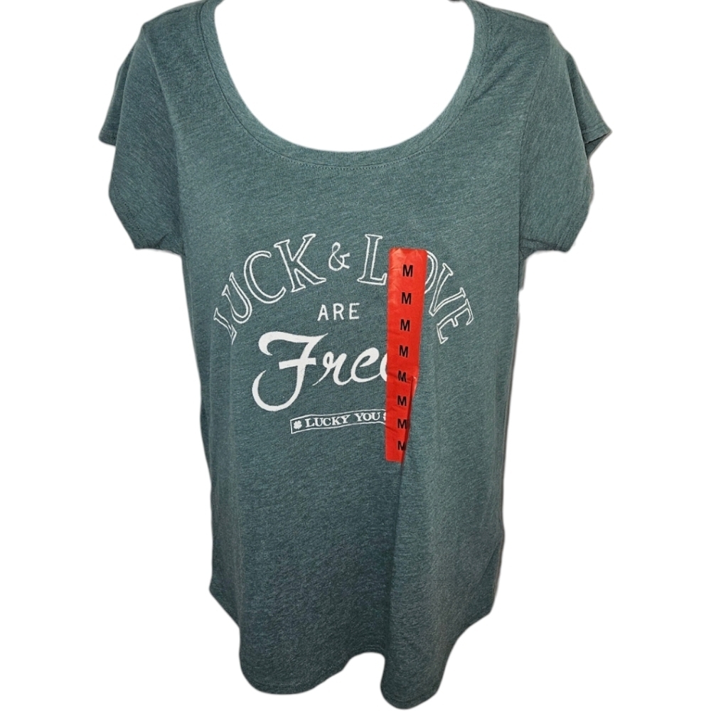 NWT Lucky Brand Luck & Love Are Free Short Sleeve Top